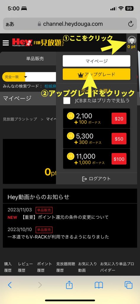 こんな感じでグレードを切り替えられる